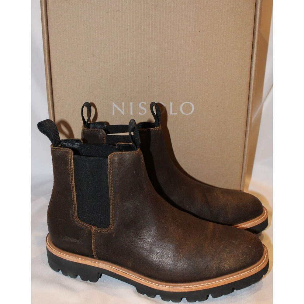 Nisolo Women's Ana Go To Heeled Chelsea Boots Waxed Brown‎ Size 8.5 NIB $250